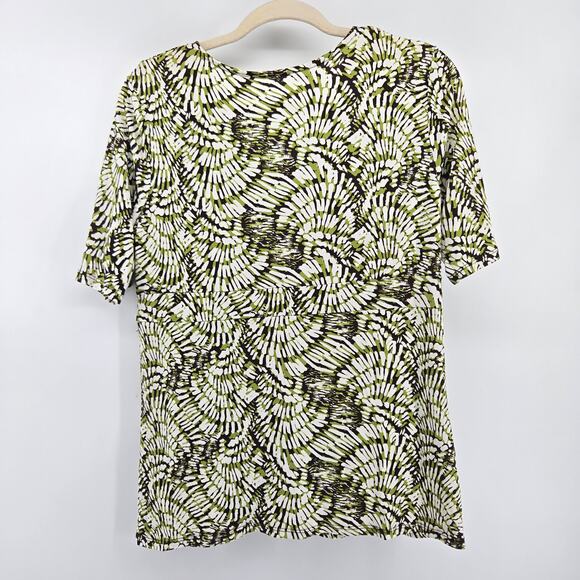 Y2K Faux Wrap Top Size LG Business Casual Classic Boho Abstract Geometric Blouse - Picture 5 of 8